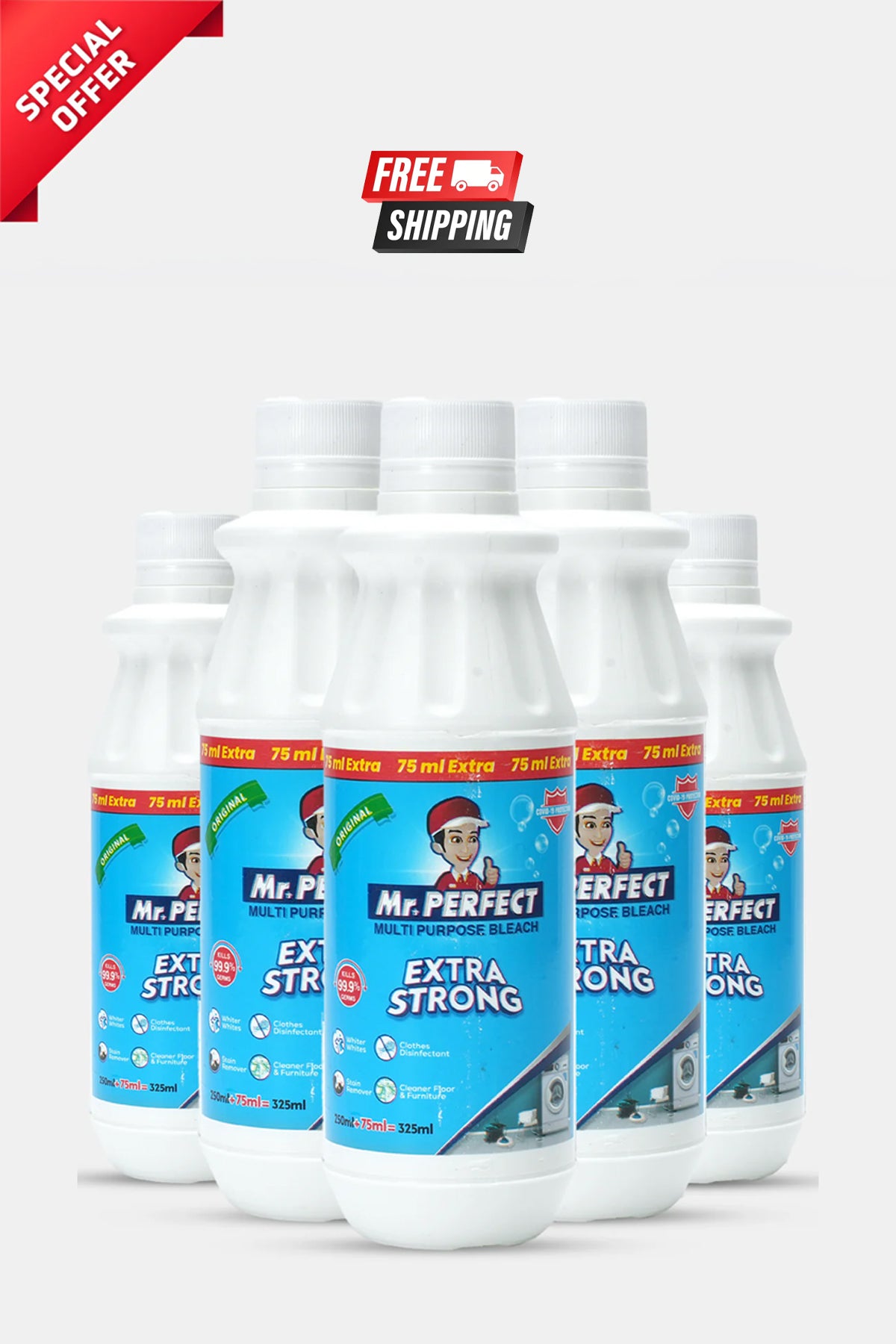 Mr. PERFECT Multi Purpose Bleach 250 ML+75 ML Extra (Pack Of 5)