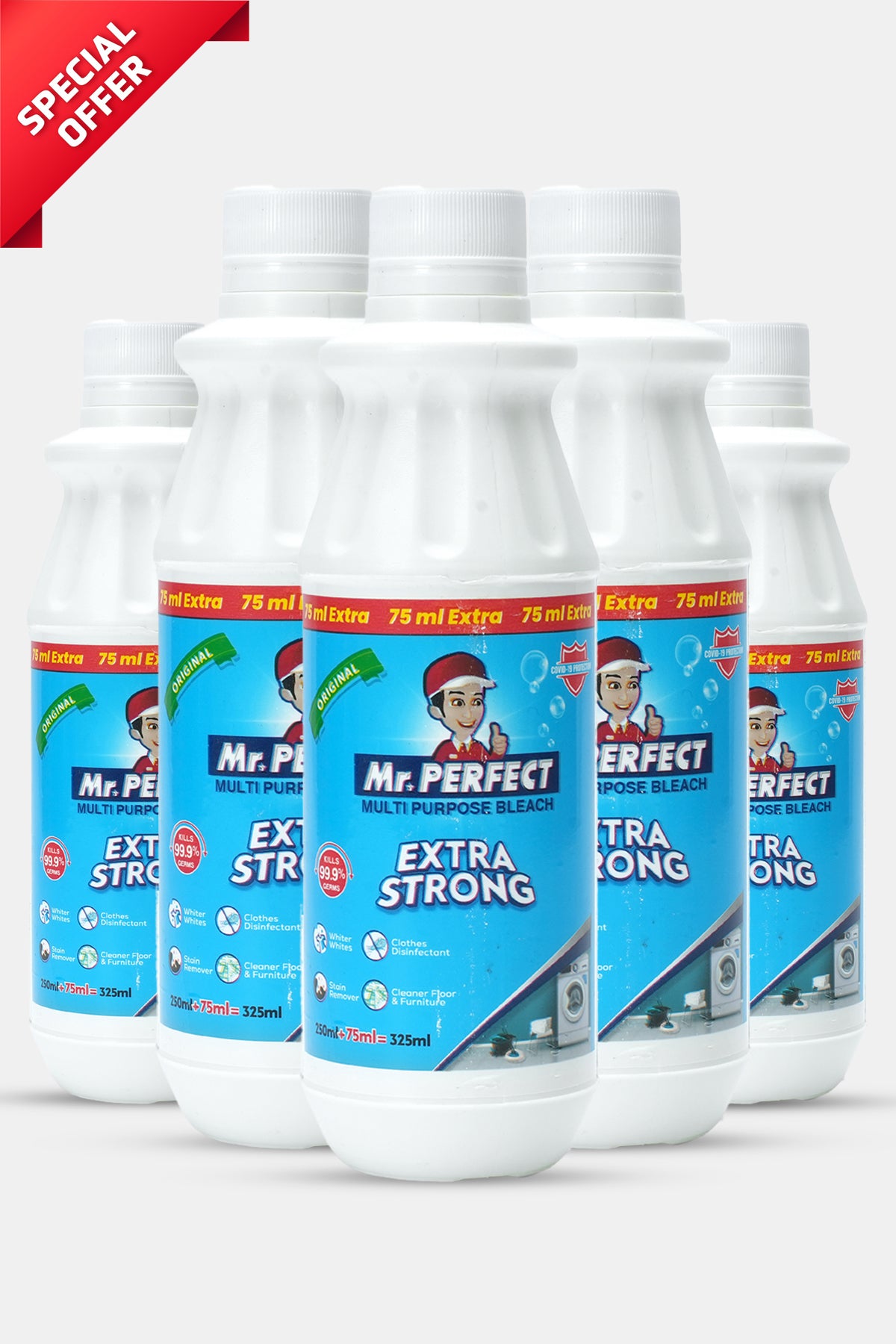 Mr. PERFECT Multi Purpose Bleach 250 ML+75 ML Extra (Pack Of 5)